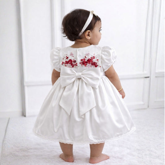 Scarlet Blossom Satin Dress