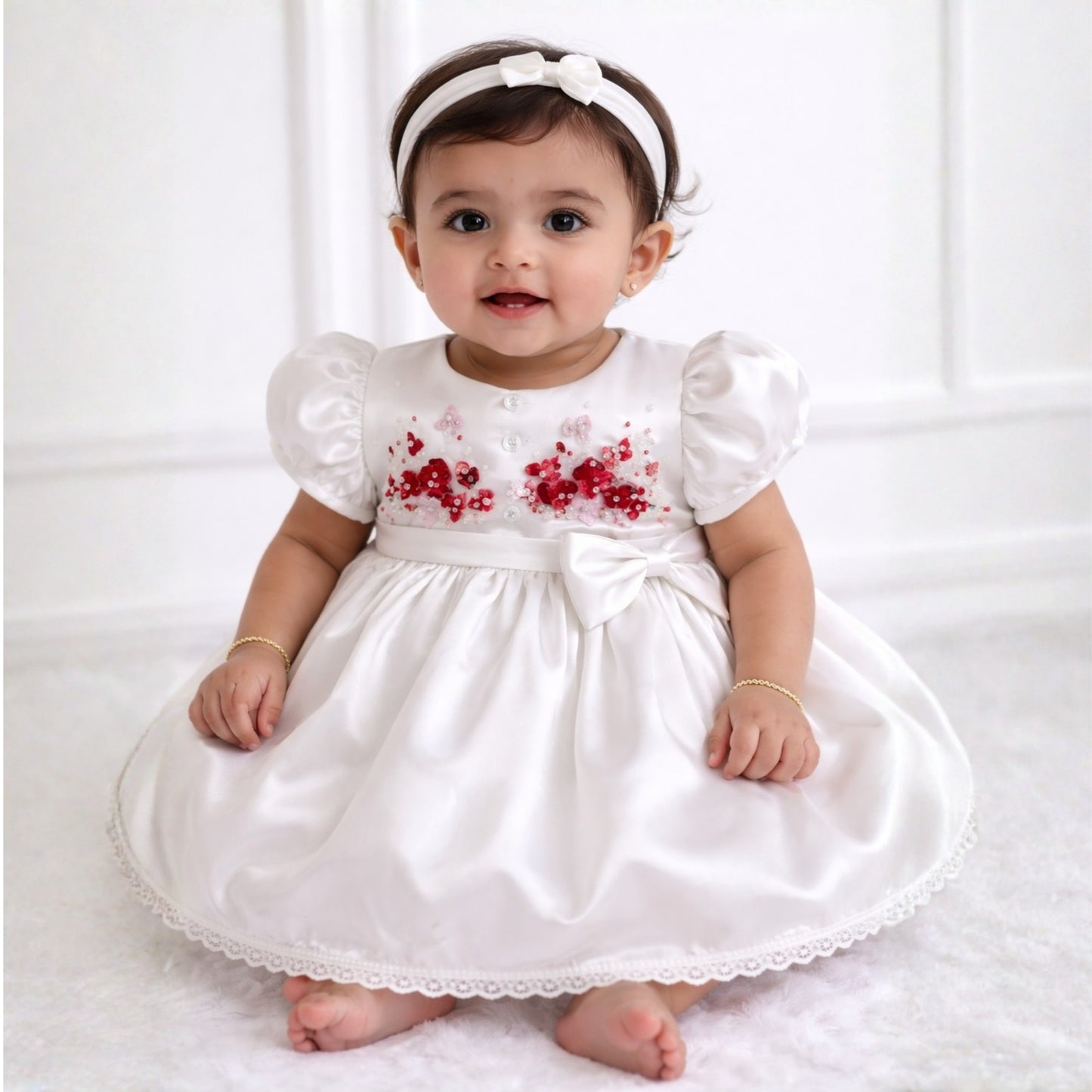 Scarlet Blossom Satin Dress