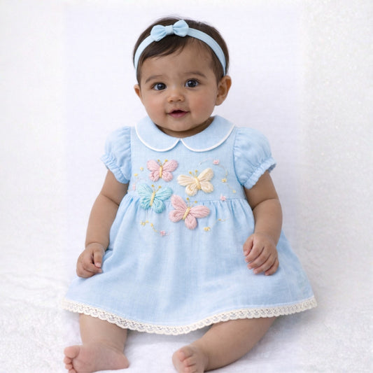 Ice Blue Butterfly Baby Dress