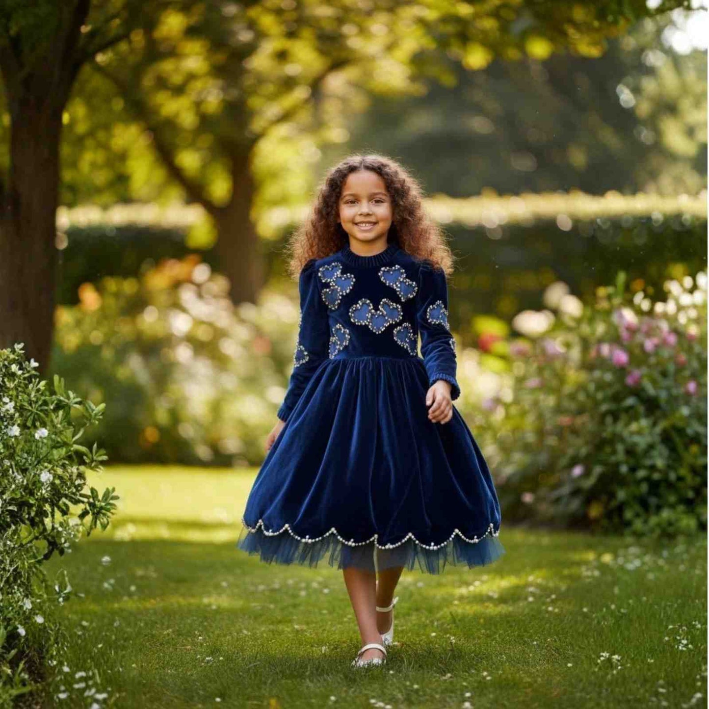 Navy Velvet Heart Dress