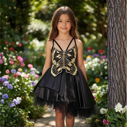 Black Gold Butterfly Birthday Dress