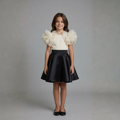 Monochrome Ruffle Elegance Dress