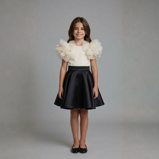 Monochrome Ruffle Elegance Dress
