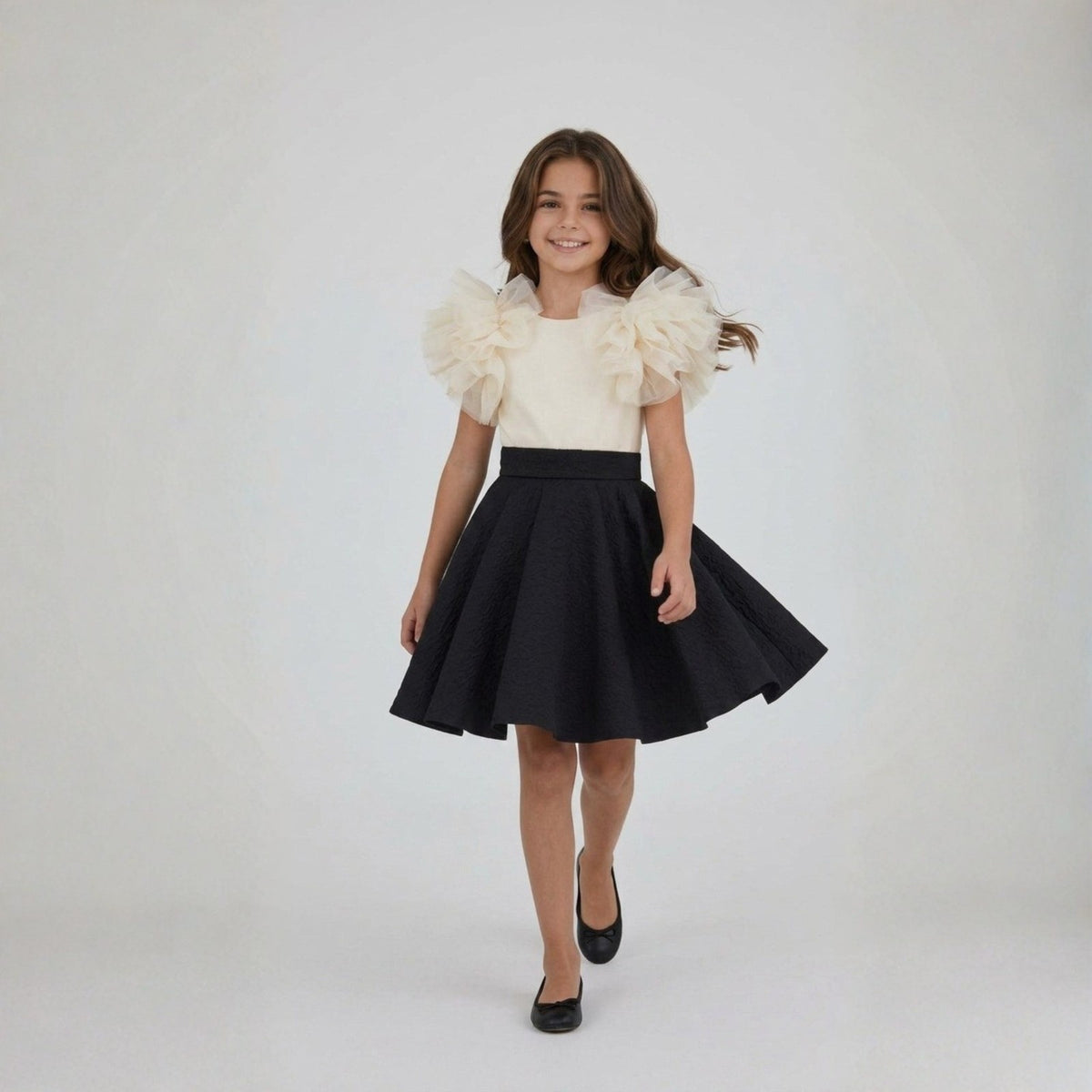 Monochrome Ruffle Elegance Dress