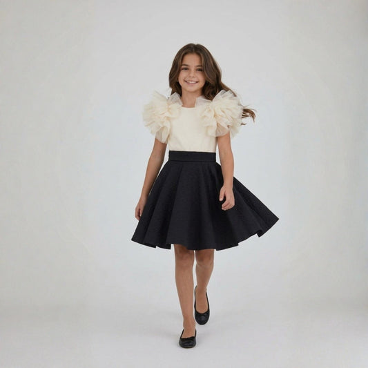 Monochrome Ruffle Elegance Dress