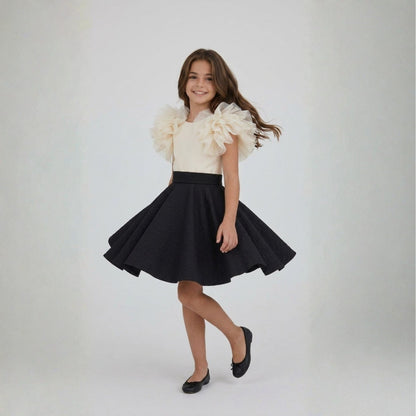 Monochrome Ruffle Elegance Dress