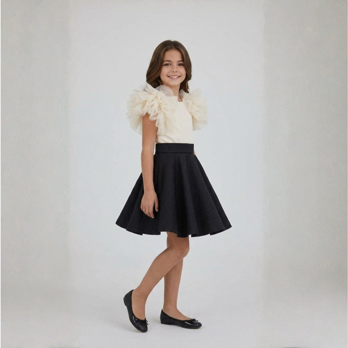 Monochrome Ruffle Elegance Dress