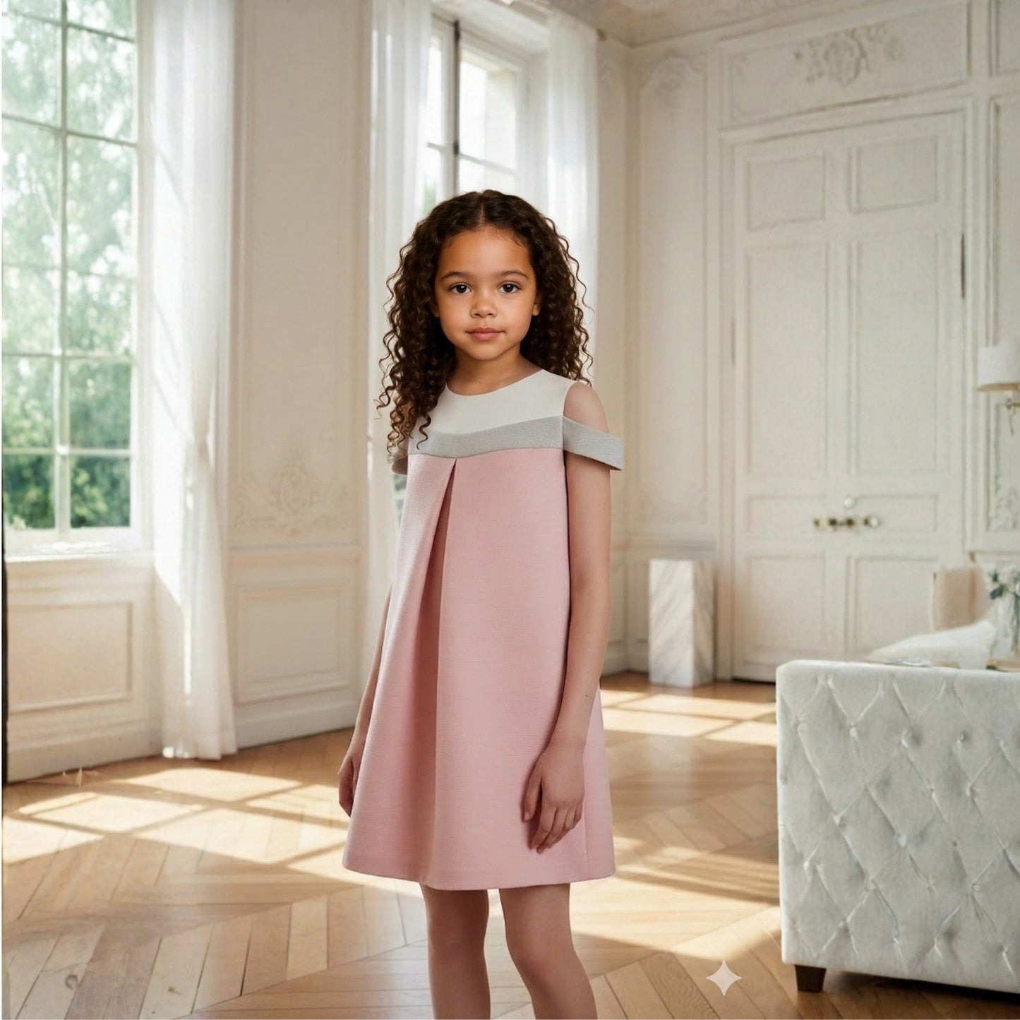 Rosy Charm Cold-Shoulder Dress