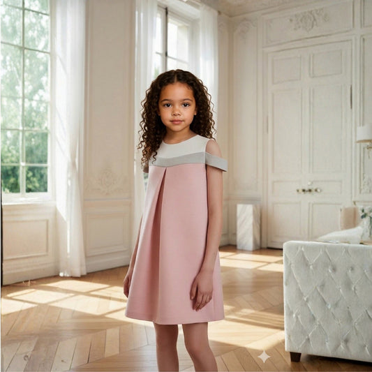 Rosy Charm Cold-Shoulder Dress