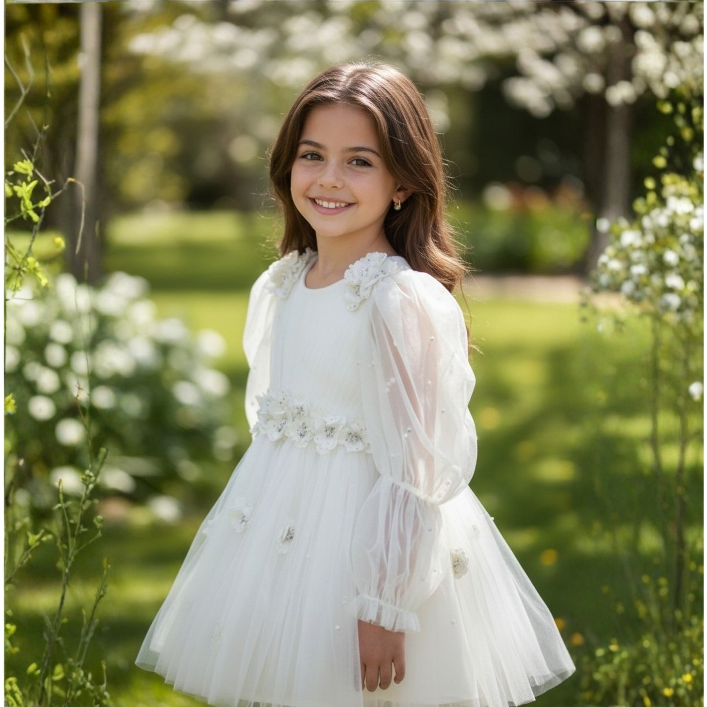 Ivory Handcrafted Net Birthday Dress
