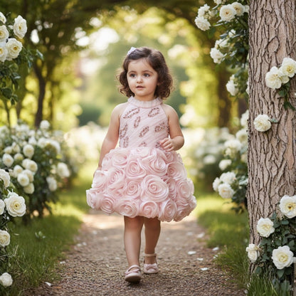 Baby Pink Rosette Dress