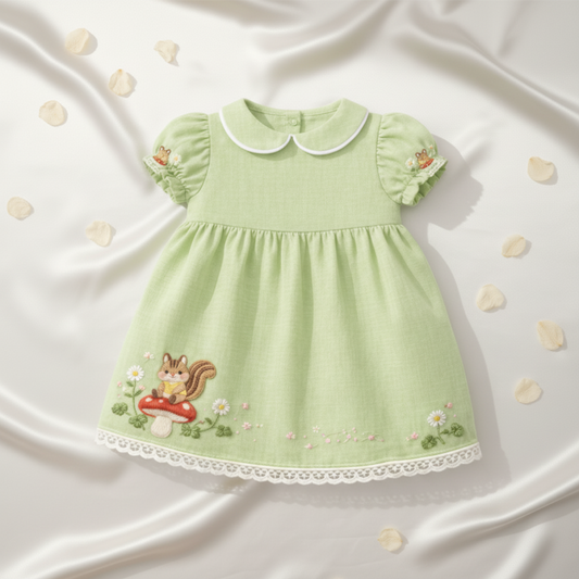 Woodland Squirrel Linen Dress